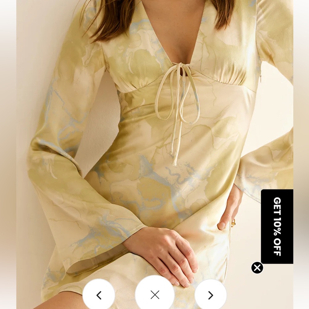 Commense Cream and Blue Patterned Dress